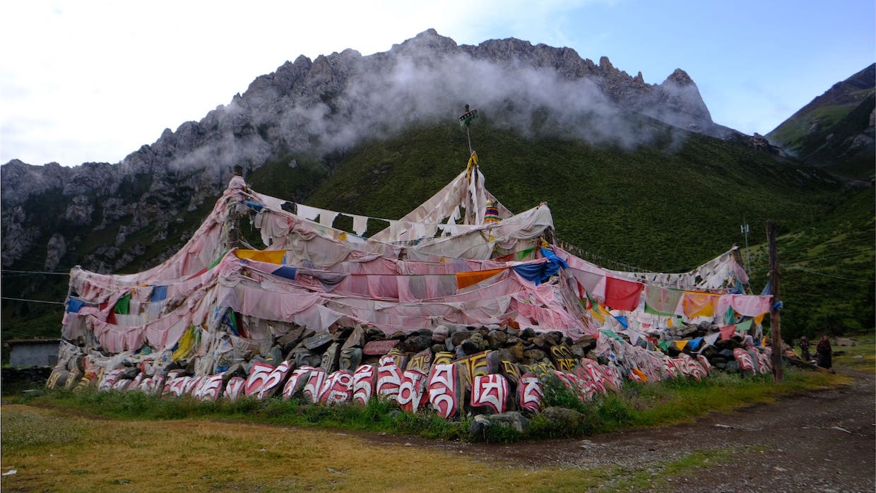 Tibetan Mani stone carved