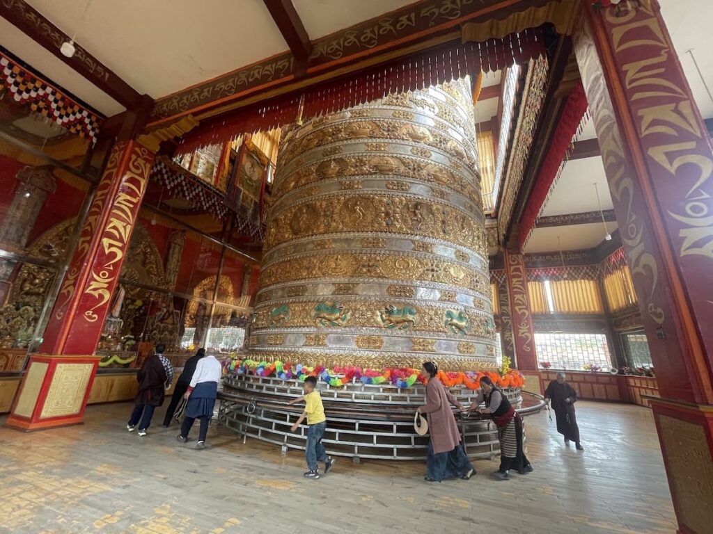 A large Tibetan prayer wheel in Tibet