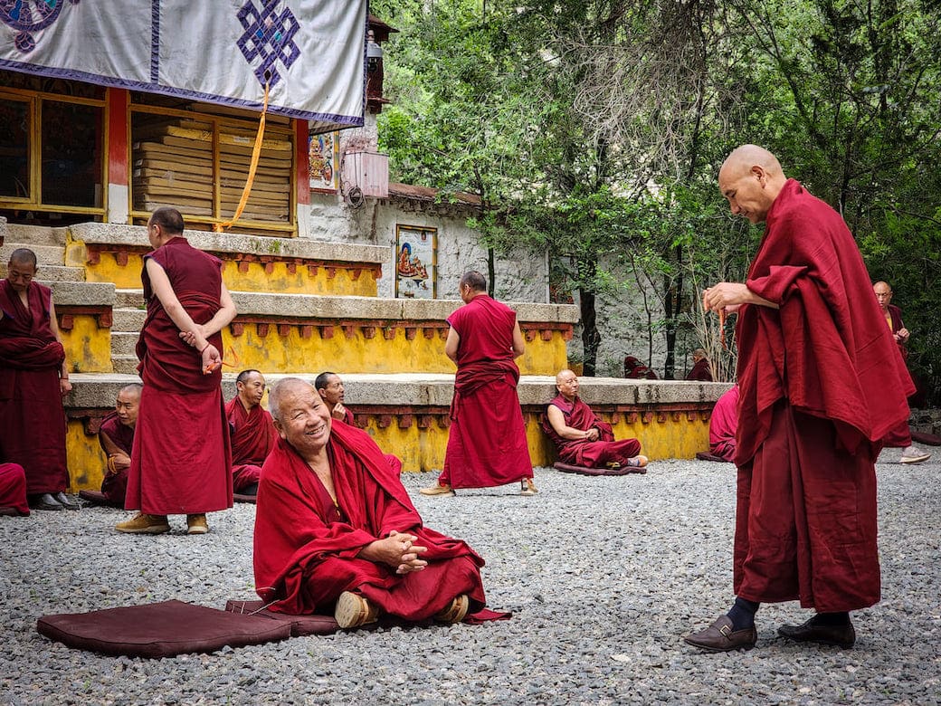 Monks debating at Sera Monastery in Tibet