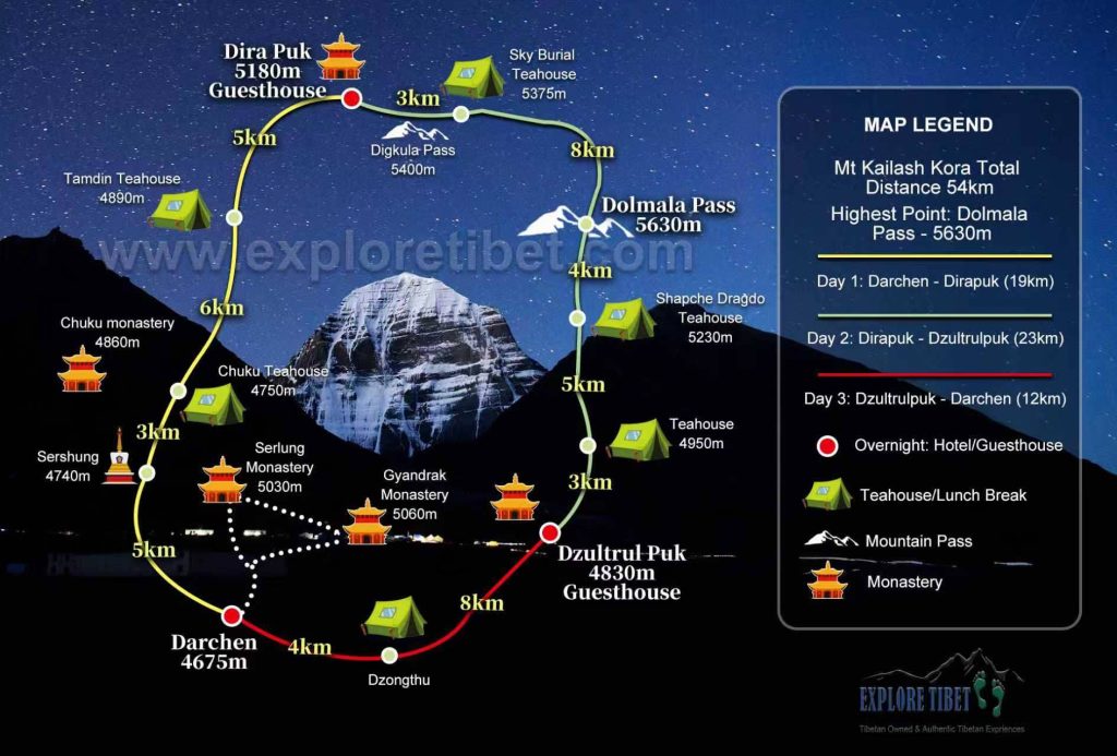 Mount Kailash Kora Map